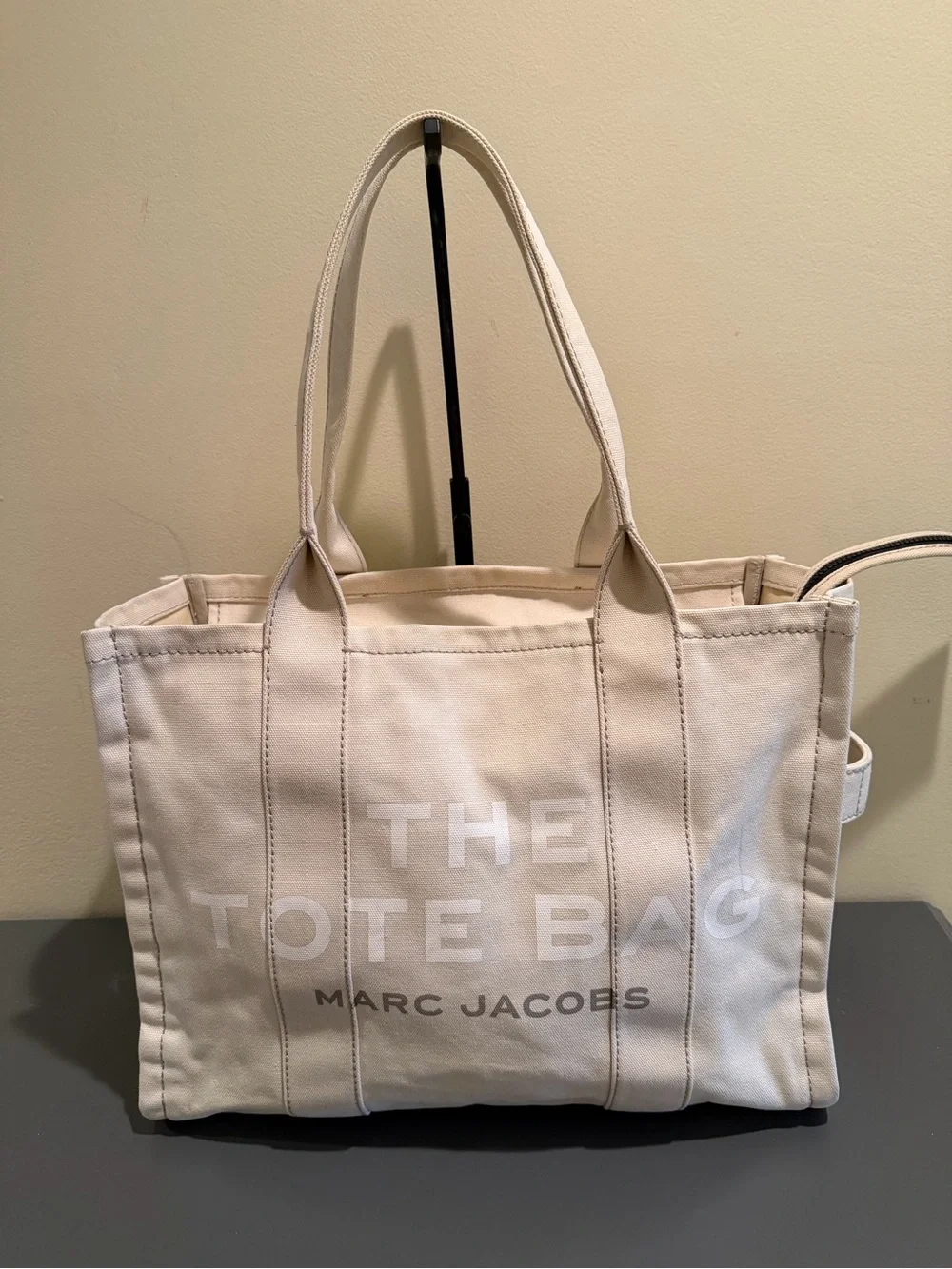 Marc Jacobs Large Cream Canvas Tote with Logo Patch